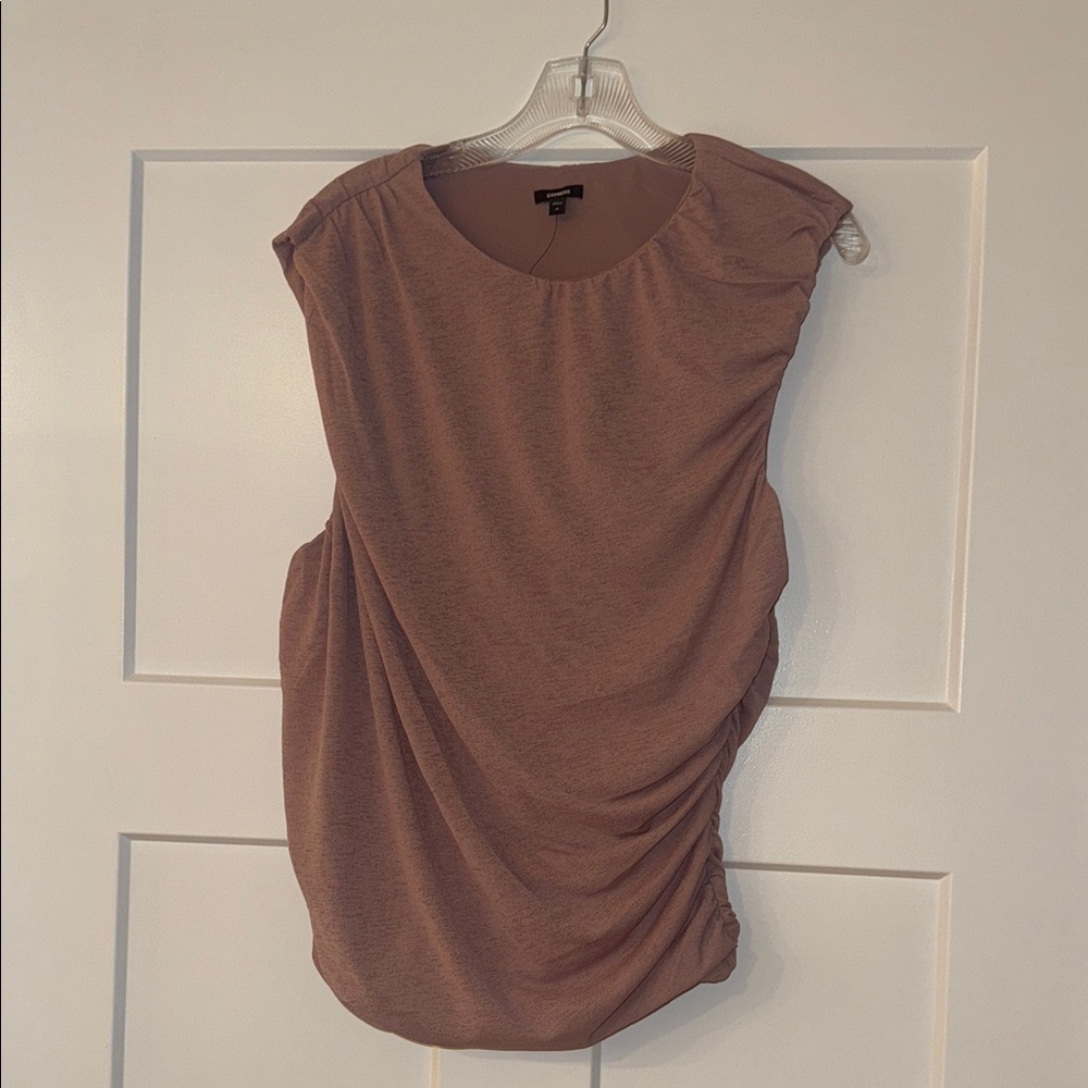 Express Ruched Sleeveless Tank Top - Dusty Mauve